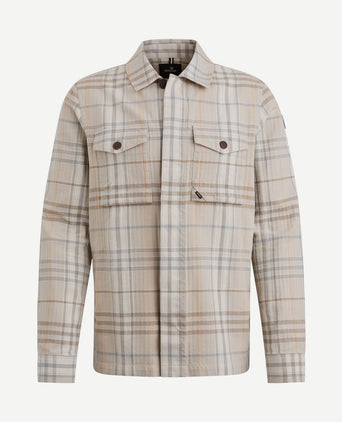 Overshirt ruiten beige