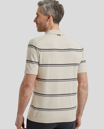 Knitted poloshirt streep beige