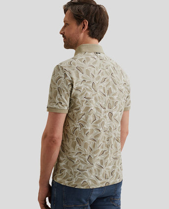 Poloshirt piqué print beige