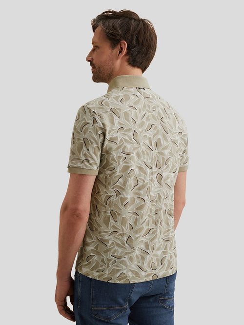 Poloshirt piqué print beige