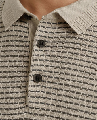 Knitted poloshirt print beige