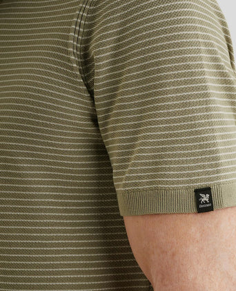 Knitted poloshirt streep groen