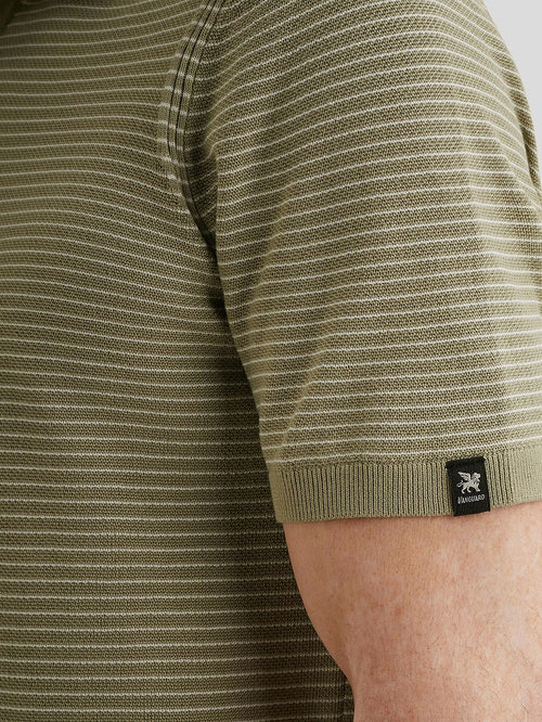 Knitted poloshirt streep groen