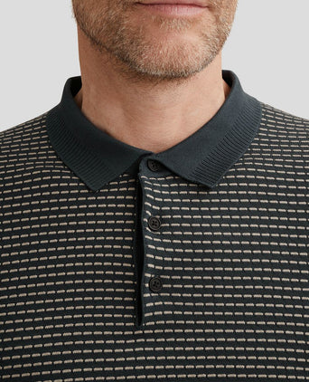 Knitted poloshirt streep donkerblauw