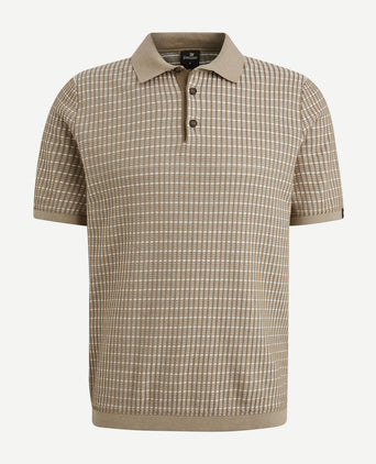 Poloshirt knitted checks beige