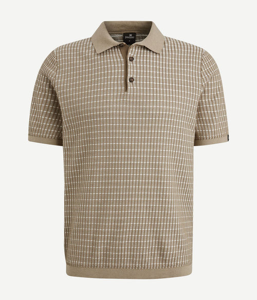 Vanguard poloshirt knitted checks beige
