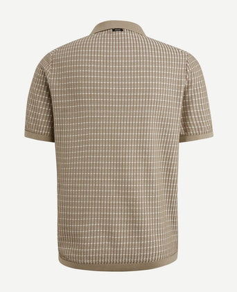 Poloshirt knitted checks beige