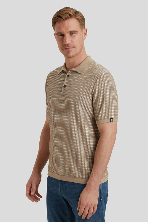 Vanguard poloshirt knitted checks beige