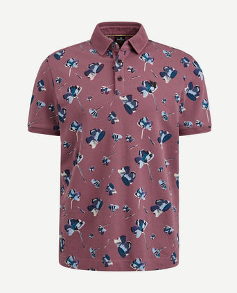Vanguard poloshirt piqué bloemen donkerroze