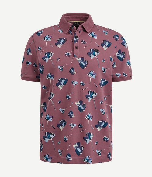 Vanguard poloshirt piqué bloemen donkerroze