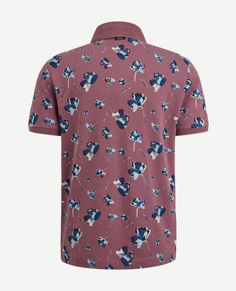 Vanguard poloshirt piqué bloemen donkerroze