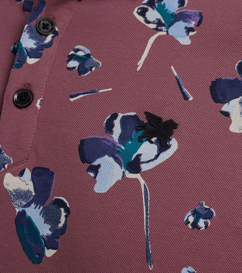Vanguard poloshirt piqué bloemen donkerroze