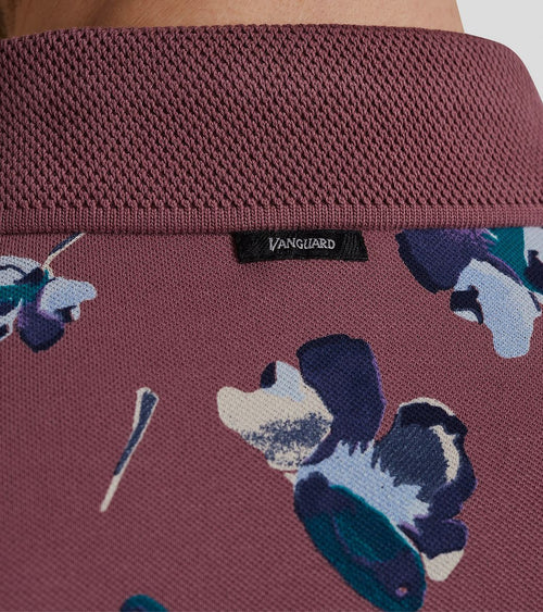 Vanguard poloshirt piqué bloemen donkerroze