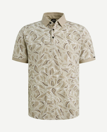 Poloshirt piqué print beige