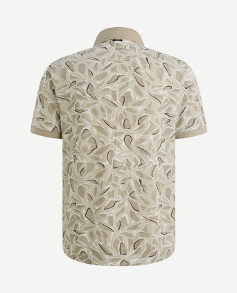 Poloshirt piqué print beige