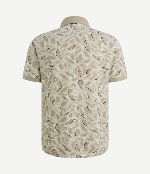 Poloshirt piqué print beige