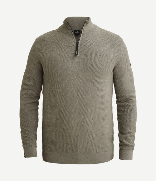 Pullover halve rits mouline forest fog