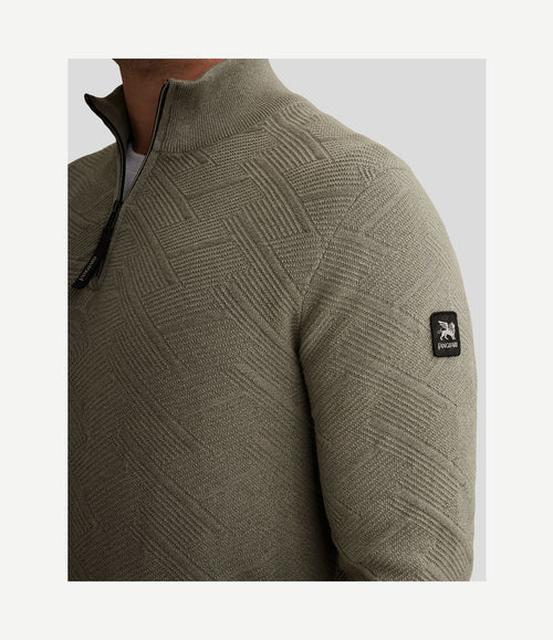 Pullover halve rits mouline forest fog