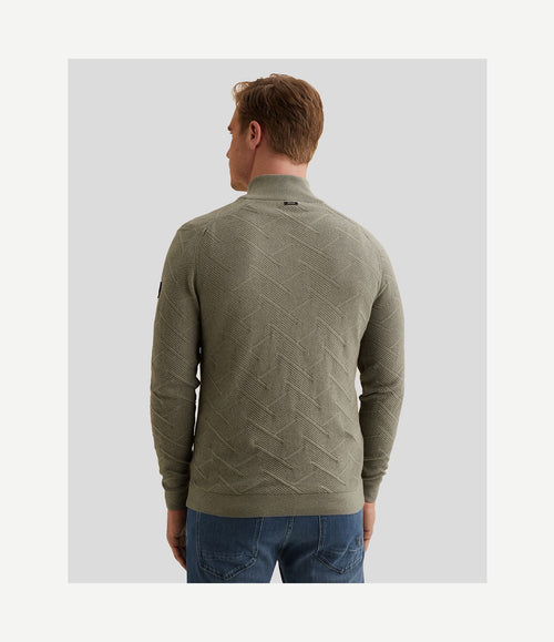 Pullover halve rits mouline forest fog