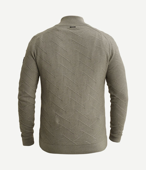 Pullover halve rits mouline forest fog