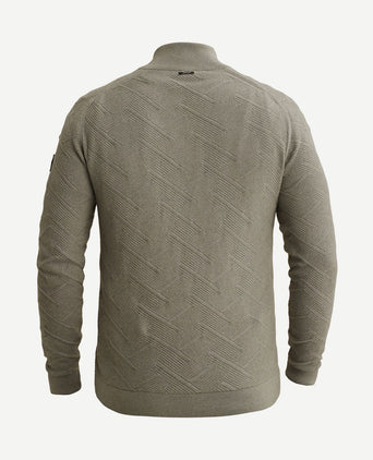 Pullover halve rits mouline forest fog