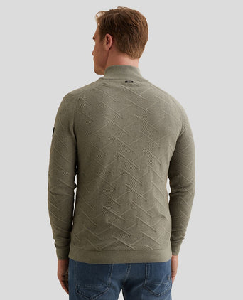Pullover halve rits mouline forest fog