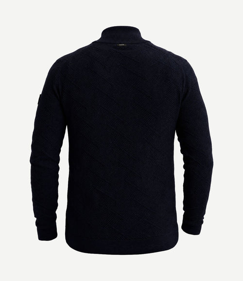 Pullover halve rits mouline sky captain