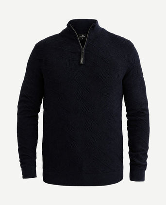 Pullover halve rits mouline sky captain