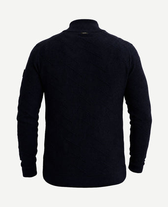Pullover halve rits mouline sky captain