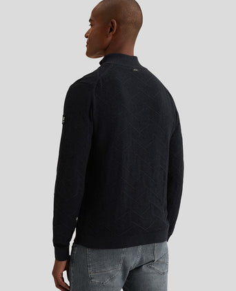 Pullover halve rits mouline sky captain