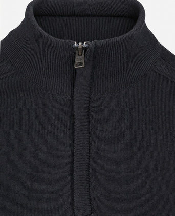 Pullover halve rits mouline zwart