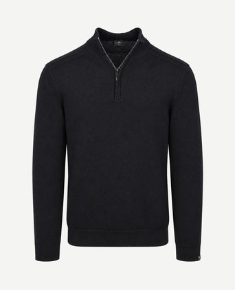 Pullover halve rits mouline zwart