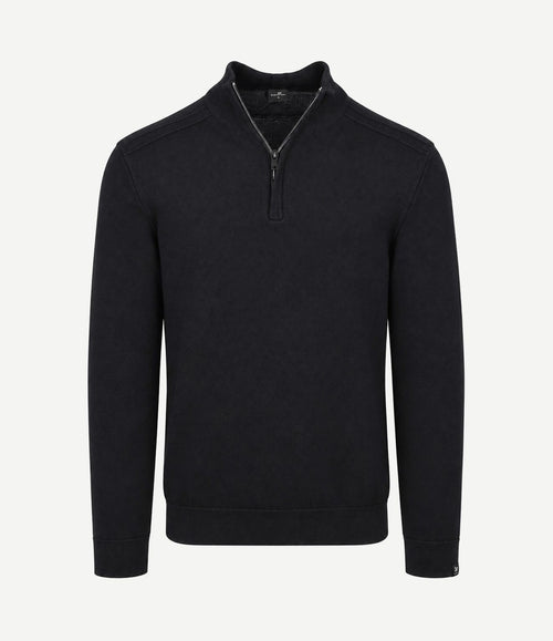 Pullover halve rits mouline zwart