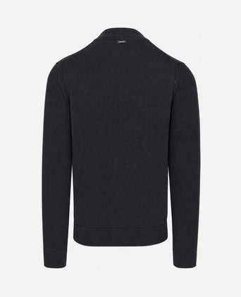 Pullover halve rits mouline zwart