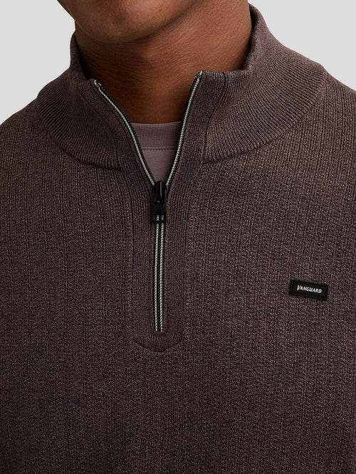Pullover halve rits structure moonscape