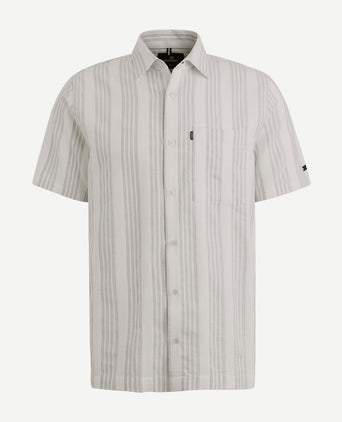 Short sleeve overhemd dobby streep groen