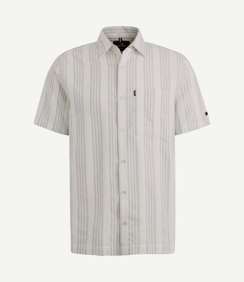 Short sleeve overhemd dobby streep groen
