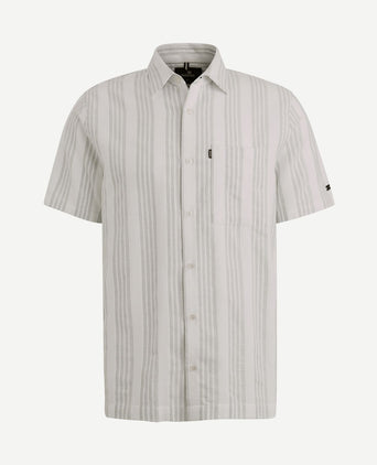 Short sleeve overhemd dobby streep groen