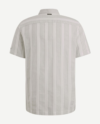 Short sleeve overhemd dobby streep groen