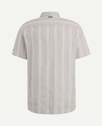 Short sleeve overhemd dobby streep groen