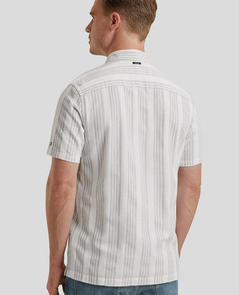 Short sleeve overhemd dobby streep groen