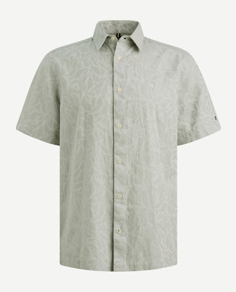 Short sleeve overhemd jacquard greige