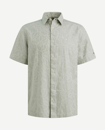Short sleeve overhemd jacquard greige
