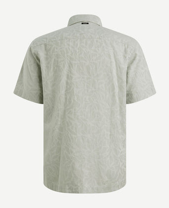 Short sleeve overhemd jacquard greige
