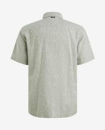 Short sleeve overhemd jacquard greige