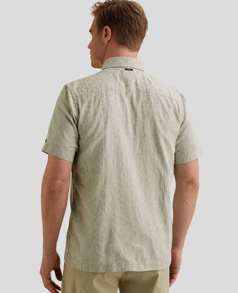 Short sleeve overhemd jacquard greige