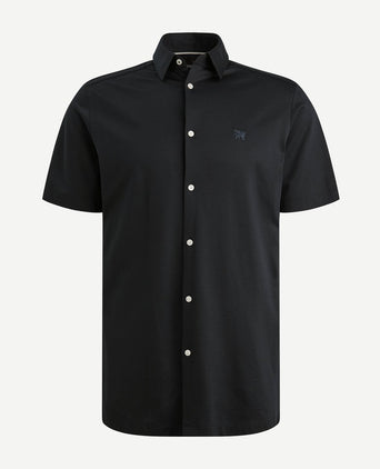Short sleeve overhemd jersey donkerblauw