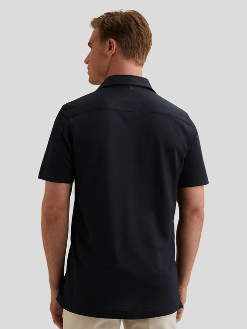Short sleeve overhemd jersey donkerblauw