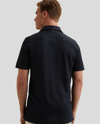 Short sleeve overhemd jersey donkerblauw