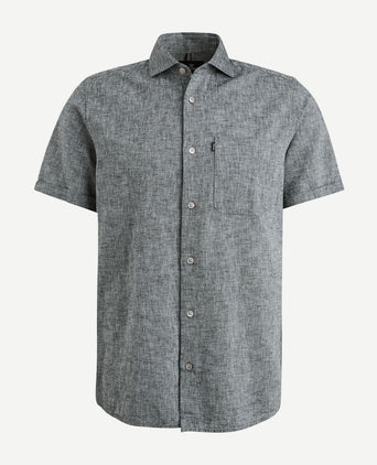 Short sleeve overhemd linnen antraciet
